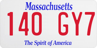 MA license plate 140GY7