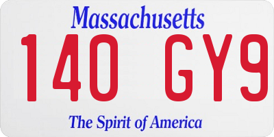 MA license plate 140GY9