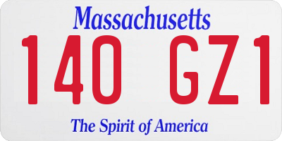 MA license plate 140GZ1
