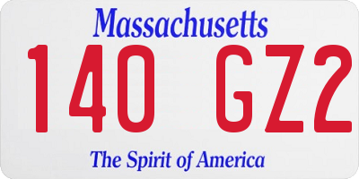 MA license plate 140GZ2