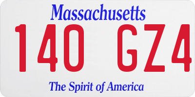 MA license plate 140GZ4