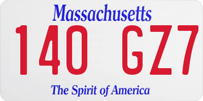 MA license plate 140GZ7