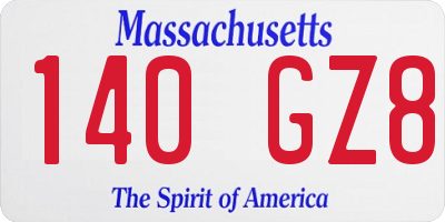 MA license plate 140GZ8