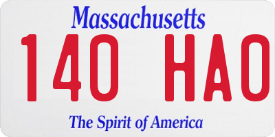 MA license plate 140HA0