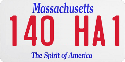 MA license plate 140HA1