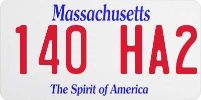 MA license plate 140HA2