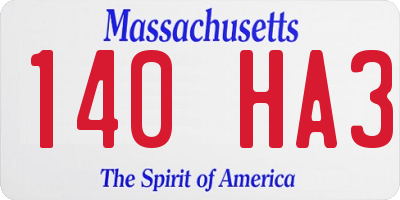 MA license plate 140HA3