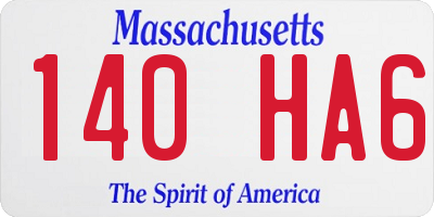 MA license plate 140HA6
