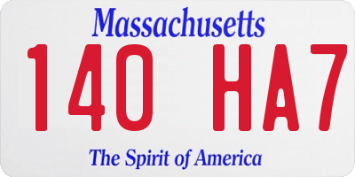 MA license plate 140HA7