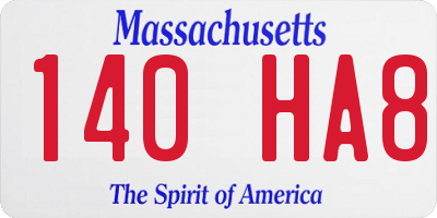 MA license plate 140HA8