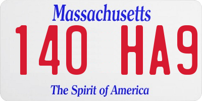 MA license plate 140HA9