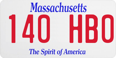 MA license plate 140HB0