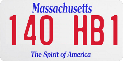 MA license plate 140HB1
