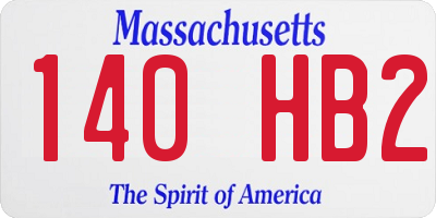 MA license plate 140HB2