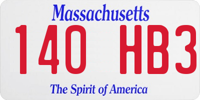 MA license plate 140HB3