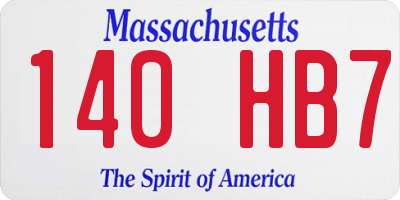 MA license plate 140HB7