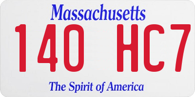 MA license plate 140HC7