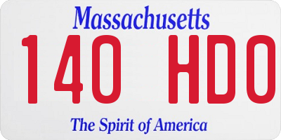MA license plate 140HD0