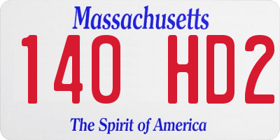 MA license plate 140HD2