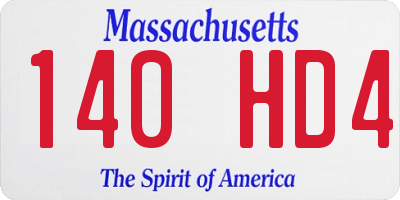 MA license plate 140HD4
