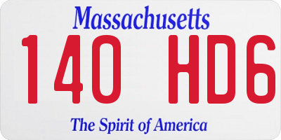 MA license plate 140HD6