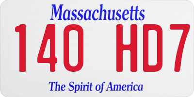 MA license plate 140HD7