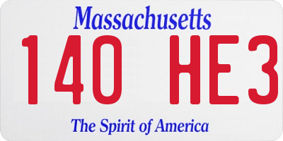 MA license plate 140HE3