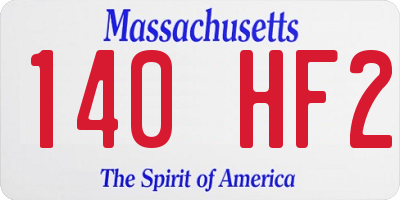 MA license plate 140HF2
