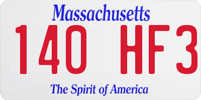 MA license plate 140HF3