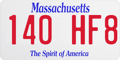 MA license plate 140HF8