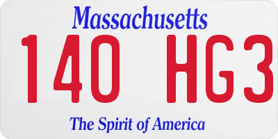 MA license plate 140HG3