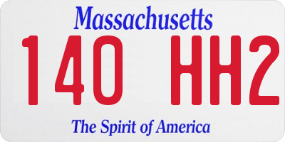 MA license plate 140HH2