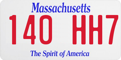 MA license plate 140HH7