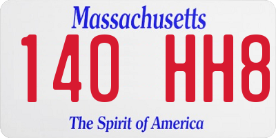 MA license plate 140HH8