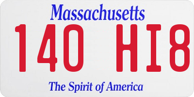 MA license plate 140HI8