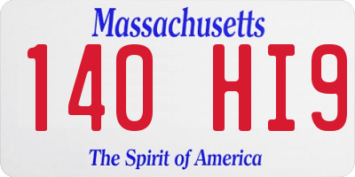 MA license plate 140HI9