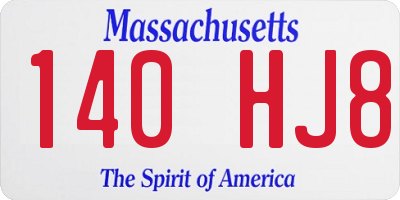 MA license plate 140HJ8