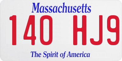 MA license plate 140HJ9