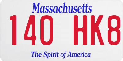 MA license plate 140HK8