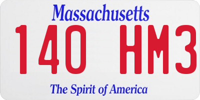 MA license plate 140HM3