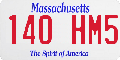 MA license plate 140HM5