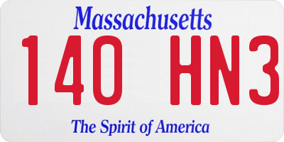 MA license plate 140HN3