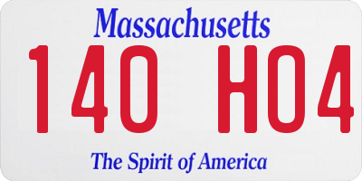 MA license plate 140HO4
