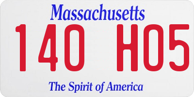 MA license plate 140HO5