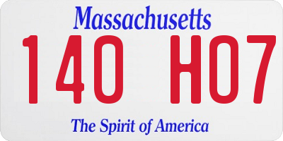 MA license plate 140HO7