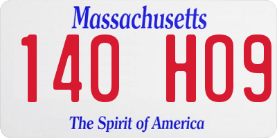 MA license plate 140HO9