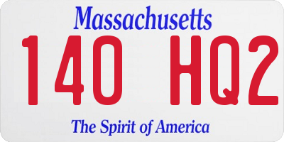 MA license plate 140HQ2