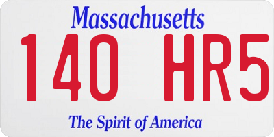 MA license plate 140HR5