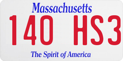 MA license plate 140HS3