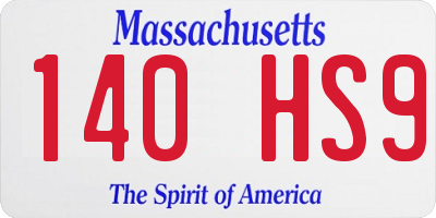 MA license plate 140HS9
